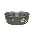 Stainless Steel & Espresso Dish with Rubber Base Medium - 6.75  Diameter by Loving Pets Fashion