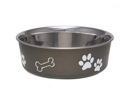 Stainless Steel & Espresso Dish with Rubber Base Medium - 6.75  Diameter by Loving Pets Fashion