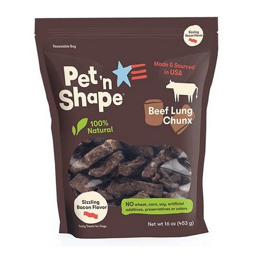 Natural Beef Lung Chunx Dog Treats - Sizzling Bacon Flavor 1 lb Bag by Pet  n Shape Online Sale