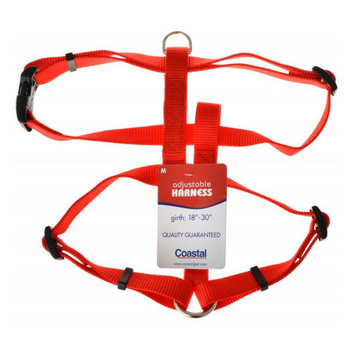 Nylon Adjustable Harness - Red Medium (Girth Size 18 -30 ) by Coastal Pet Supply