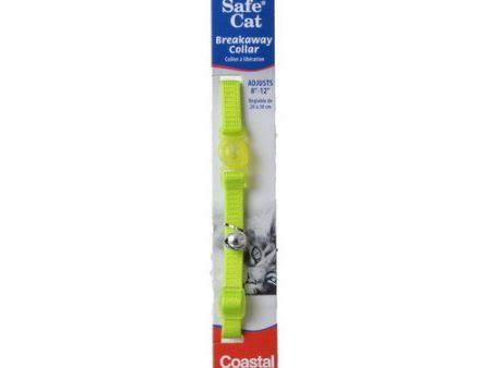 Safe Cat Nylon Adjustable Breakaway Collar - Lime 8 -12  Neck by Coastal Pet For Sale