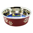 Stainless Steel & Merlot Dish with Rubber Base Small - 5.5  Diameter by Loving Pets For Discount