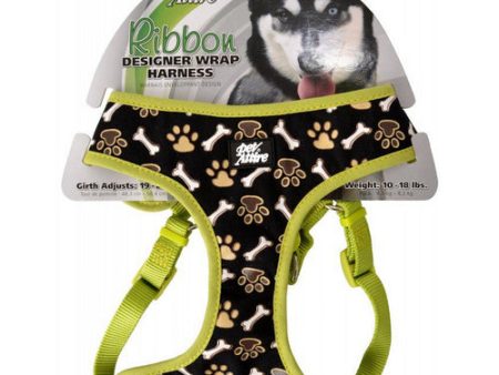 Pet Attire Ribbon Brown Paw & Bones Designer Wrap Adjustable Dog Harness Fits 19 -23  Girth - (5 8  Straps) by Coastal Pet Discount