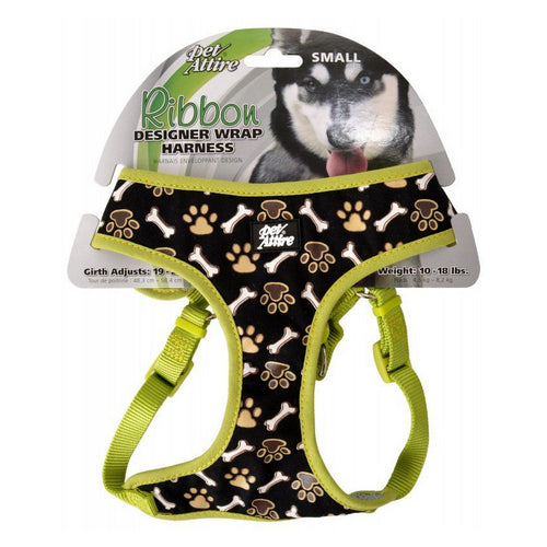 Pet Attire Ribbon Brown Paw & Bones Designer Wrap Adjustable Dog Harness Fits 19 -23  Girth - (5 8  Straps) by Coastal Pet Discount