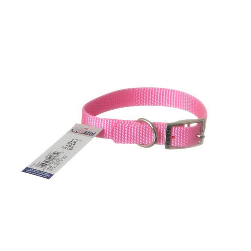 Single Nylon Collar - Bright Pink 12  Long x 5 8  Wide by Coastal Pet Fashion