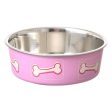 Stainless Steel & Coastal Pink Bella Bowl with Rubber Base Small - 1.25 Cups (5.5 D x 2 H) by Loving Pets For Discount